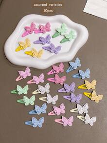10pcs Random Color Butterfly Hair Clips, Sweet Style Hair Accessories For Daily Wear - Multicolor - View 8