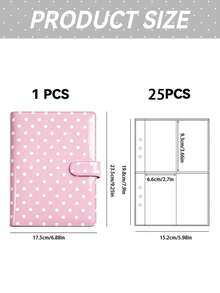 1Set Polka Dot Loose-Leaf Binder Card Collection Book, A5 Photocard Binder With 25Pcs 4-Pocket Card Pages, 6 Ring Photocard Holder PU Cover Collector Album Cards Trading Card Organizer Home Travel Anniversary Family Photo Album Collection Notebook - Multicolor - View 5
