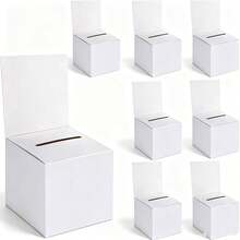 4 Packs Raffle Box, Ballot Box, Suggestion Box With Slot, Cardboard Drawing Box, Built-In Removable Header Card, For Collecting Business Cards, Votes, Competitions - White - View 2