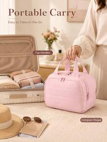Extra Large Capacity Travel Toiletry Bag 4 Compartments Makeup Organizer With Handle Space-Saving Multi-Function Portable Travel Storage Bag Women's Travel Accessory Gift - 4-opening Makeup Organizer Bag - View 5