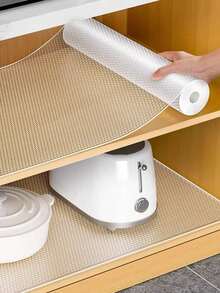 1 Roll Cabinet Liner Mat, Moisture-Proof Heat Resistant Non-Slip Drawer Table Pad, Waterproof Oil Dust Proof For Cabinet Drawer Fridge, Easy To Clean, Kitchen Counter Furniture Storage Mat, Home & Christmas Party Organizer Kitchen Storage Accessories - A - View 3