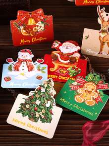 10-Pack Hanging Christmas Cards, 6 Creative Holiday Card Designs, Christmas Tree And Family Wall Decorations, Party Gift Decor Cards - Multicolor - View 9