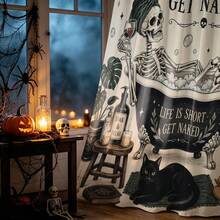 1pc Skull Bathtub Shower Curtain, Vintage Design, Waterproof Bath Curtain, Suitable For Bathtub Divider, Bathroom Decor And Bathroom Accessories, Home Decor Gift - Multicolor - View 4