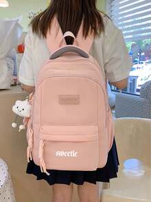 1 Buah, Ransel Kustom, Gaya Warna Polos, Nama, Teks, Foto, Gambar yang Dapat Disesuaikan, Modis dan Dipersonalisasi, Cocok untuk Hadiah, Mahasiswa, Kampus, Perjalanan Harian dan Belanja, Gaya Kasual, Dapat Menyimpan Buku, Perlengkapan Kantor, Hadiah, DIY, Kreatif dan Unik, Tahan Air, Tahan Abrasi, Serbaguna dan Universal, Cocok untuk Sekolah, Perjalanan Kerja, dan Bepergian - MultiWarna - View 3
