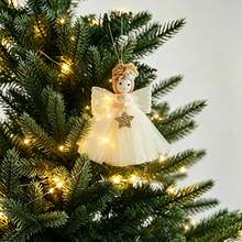 Christmas Angel Tree Topper Winged Girl Star Decoration For Xmas Tree Home Decor - Gold - View 5