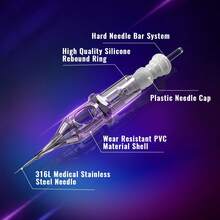 1 Set Professional Purple Individually Packaged Sterile Tattoo Needles With Tattoo Ink Cartridges, Eyebrow Tattoo Needles - Purple - View 3