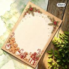 1 Set, Christmas Theme Printed Letter Paper, Suitable For Christmas Message Use, Colorful Cute Christmas Printed Letter Paper - Rectangle - View 6