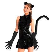 3pcs Cat Ear & Tail Gloves - Black Cat Costume Accessories, Suitable For Women - Halloween Cosplay Adult Props - Multicolor - View 3