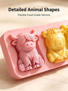 New Cute 3D Highland Cow&Capybara Ice Cube Mold, Multi-Functional Home Chocolate Mold. Refrigerator Ice Tray, Suitable For Home, Bar, Club, Whiskey, Party And Gift - Mini Highland Cow Ice Cube Mold, Kitchen Accessory, Home Supplies, Baking - Multicolor - View 2
