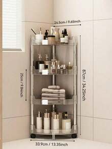 1pc Multifunctional Bathroom Storage Rack, Transparent Corner Shelf, Floor-Standing Toilet Vanity Organizer, Narrow 3-Tier Rack For Kitchen, Bathroom Accessories, Room Decor Bathroom Accessories - Multicolor - View 7