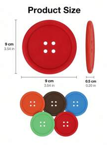 1pc Solid Color Button Shaped Soft Coaster, Non-Slip Heat-Resistant Minimalist Design Suitable For Coffee And Tea Cups, Desktop Protection Pad For Kitchen, Home, Office, Dorm, Party Decor, Eid Al-Adha And Daily Gift Choice, Christmas Atmosphere Small Gift - Multicolor - View 4