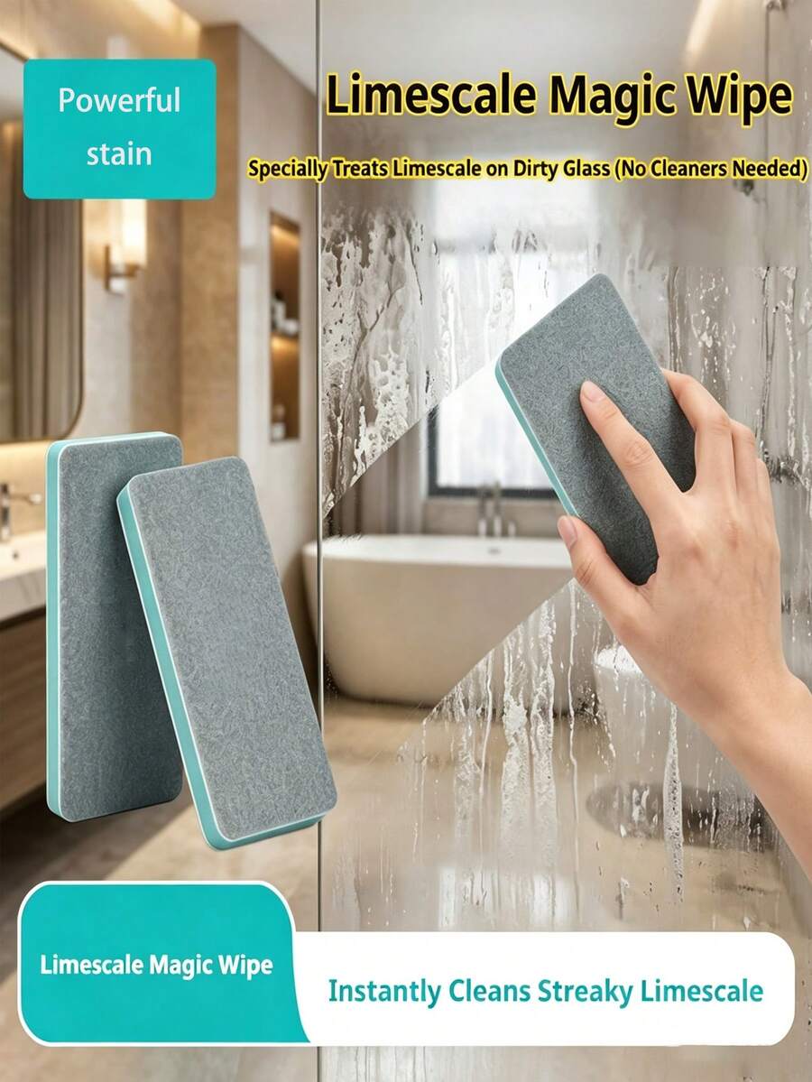 Magic Descaling Brush & Eraser - Multi-Functional Cleaning Tool, Suitable For Bathroom Glass Mirrors And Shower Tiles - Effectively Removes Water Stains, Dirt And Limescale Buildup On Windows And Sinks - Multicolor - View 1