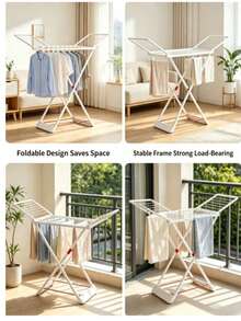 Small Space Clothes Rack Thick Wing Type Clothes Rack Folding Balcony Space-Saving Clothes Rack - A - View 8