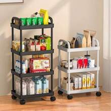[Durable Storage Cart] 3-Tier/4-Tier Durable Storage Cart With Wheels - Rolling Cart For Bathroom, Kitchen, Office And Bedroom - Easy To Assemble, Sturdy, Multi-Purpose, Art Supplies Organizer, Durable Structure, Bathroom Organizer And Storage Rack - Multicolor - View 4