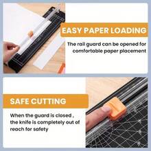 1Pc/2Pcs A4 Paper Cutter, 12 Inch Paper Trimmer With Safety Guard And Side Ruler, Portable Paper Cutter For Craft Paper, Labels - Multicolor - View 4