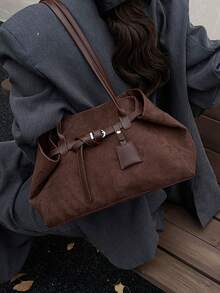 NicekeeElegant And High-End Large Capacity Tote Bag, Decorated With Buckle Straps, Suitable For Commuting, Traveling, Shopping, And Outdoor Activities - Coffee - View 4