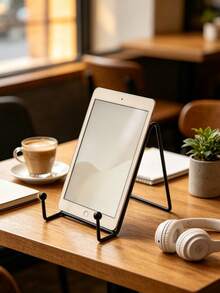 1pc Black Metal Tablet Display Stand, Iron Tabletop Easel Holder, Desktop Display Rack For Tablet PC Photo Frames Decorative Plates Artwork Books Home Office Desk Organization - Multicolor - View 6