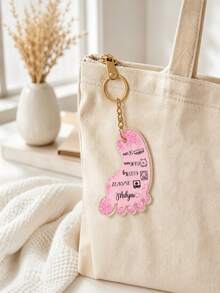 1pc Personalized Footprint Data Acrylic Keychain, Customized Name, Date, Weight, Time & Height Memorial Key Ring, Precious Gift For Parents & Family - Multicolor - View 5