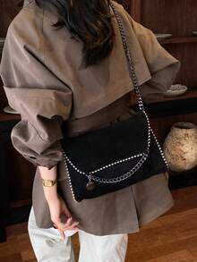 Women's Fashion New Solid Color Rivet Mini Shoulder Crossbody Bag Niche Design Wallet - Black - View 7