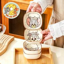TOM AND JERRY. 1pc Official Authentic Super Cute Ceramic Small Square Bowl, Thickened Heat-Resistant Seasoning Dish, Long-Lasting Non-Fading Underglaze Color, Multi-Purpose Bowl For Snacks / Side Dishes / Dipping Sauces - Multicolor - View 4