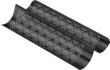 1-Piece Perforated Baguette Baking Sheet, 40.5 X 20 Cm, Suitable For 2 Baguettes, Coated, Black - View 5