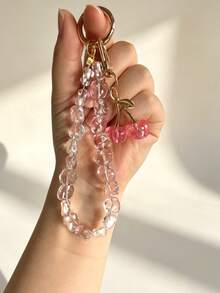 Cherry Car Keychain, Asymmetrical Square Twisted Bead Car Key Chain, Outdoor Anti-Loss Keychain, Small Gift For Others - A - View 1