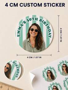 Custom Photo Face Cutout Birthday Stickers, Personalized Name & Age Party Labels, Round Photo Stickers For Cups And Birthday Celebrations, Kids Party Favor Stickers, Suitable For Son, Daughter, Family, Friends And Birthday Guests Custom Photo Labels - Multicolor - View 17