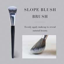 1pc Small Broom-Shaped Cream Brush, Fits Cheekbone Contour, Suitable For Cream Blush, Foundation, Concealer, Contouring, Multi-Use, Black And White Colors Available, Minimalist And Sophisticated, Gradient Layered Dense Bristles, Fluffy And Soft Skin-Friendly, Even Powder Pickup, Ideal Choice For Beginners - Multicolor - View 3