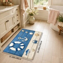 1pc Nautical Pattern Printed Faux Cashmere Kitchen Mat, Absorbent Kitchen Rug, Kitchen Floor Mat, Long Runner Mat, Sink Front Mat, Suitable For Kitchen, Bathroom, Entryway, Hallway, Laundry Room And Home Decor - Multicolor - View 11