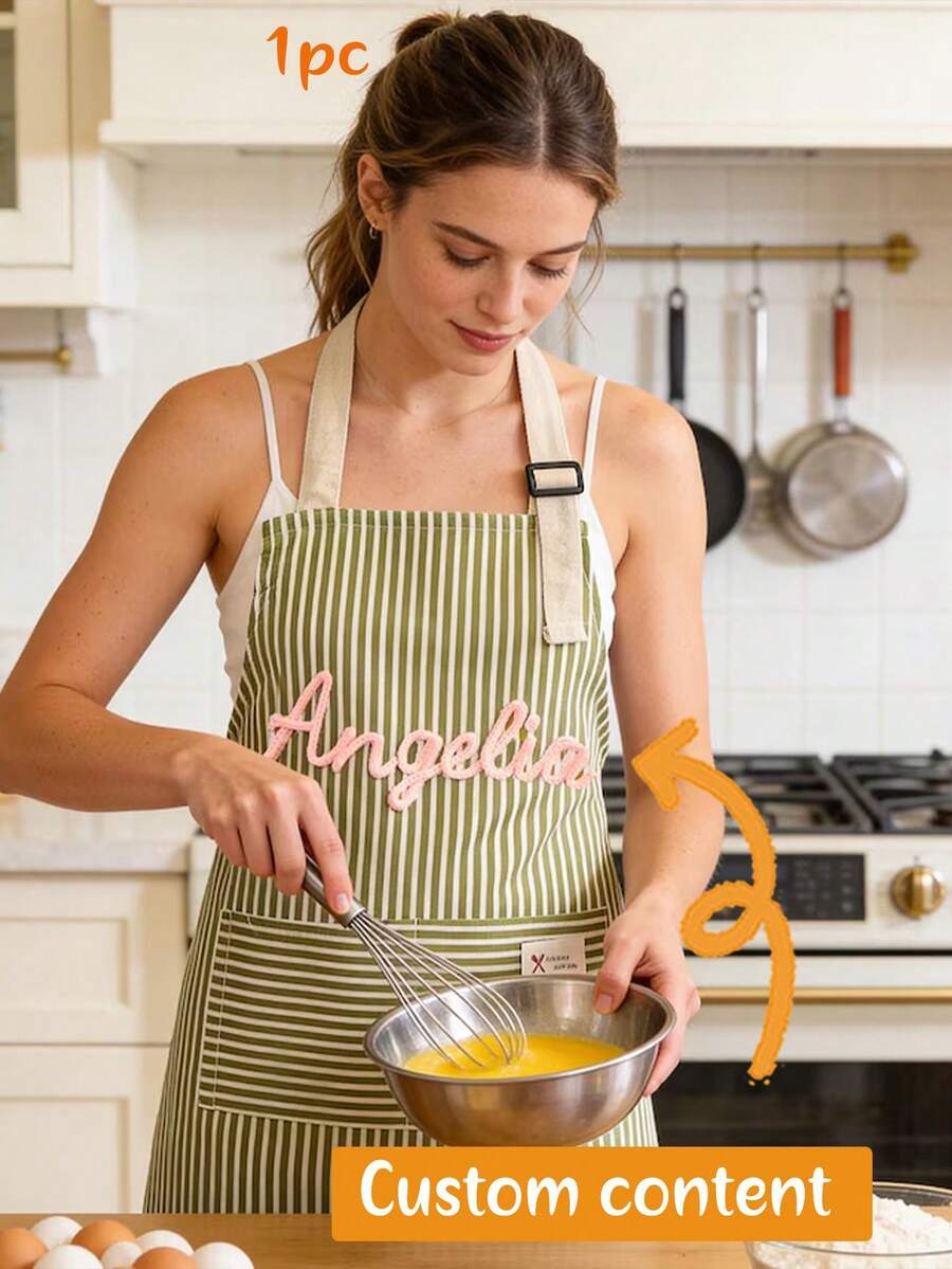 Custom Kids Apron | Personalized Baking Smock | 3D Yarn Letters | Toddler Name Gift - Multicolor - View 1