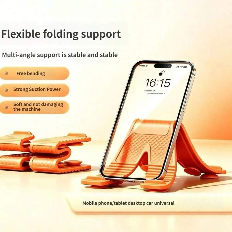 New Multi-Function X-Shaped Suction Cup Flexible Silicone Phone Stand, Portable Foldable Slouchy Stand, Creative Video Viewing Stand, Suitable For Tablets And Phones