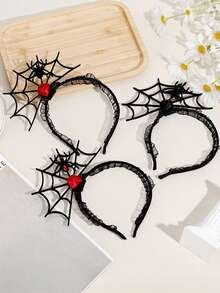 3/1pc Halloween Spider Web Rose Headband, Gothic Sweet Cool Style Women's Cosplay Hair Accessory, Suitable For Halloween Party, Masquerade, Stage Performance, Photo Shoot, Holiday Costume Headpiece - Multicolor - View 5