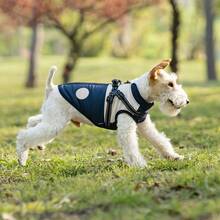 1pc Polyester Filled Reflective Fleece Dog Coat, Adjustable Buckle Double D-Ring Windproof Cat Jacket, Zipper Closure, Suitable For Small And Medium Dogs - Autumn And Winter (This Product Has No Stretch, Recommended To Buy One Size Larger) - Blue - View 17