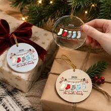 Custom Family Stocking Christmas Ornament 2026, Personalized 2-5 Names Round Tree Decor, Watercolor Holiday Style, Customized Family Hanging Ornament, Customizable Christmas Keepsake, Christmas Tree Decoration, Holiday Gift, Gifts For Family, Friend - Style B - View 7