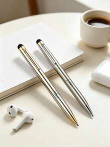 Custom Text Logo Metal Stylus Pen For Phone Tablet Touchscreen Capacitive Stylus Pen Handwriting Pen Rotating Ballpoint Pen 1.0mm Black Ink Gift Pen For Couples, Husbands/Wives, Colleagues, Friends, Elders, Students, Classmates, Teachers - Multicolor - View 7
