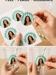 Custom Photo Face Cutout Birthday Stickers, Personalized Name & Age Party Labels, Round Photo Stickers For Cups And Birthday Celebrations, Kids Party Favor Stickers, Suitable For Son, Daughter, Family, Friends And Birthday Guests Custom Photo Labels - Multicolor - View 12