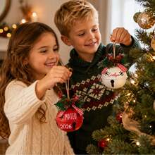 MerexSync Personalized Christmas Bell Ornament, Customized 2026 Bell Souvenir, Letter Combination Christmas Tree Decor Ball, Ornament Ball With Family Tree Pattern, Family Memorial Decoration, Holiday Decor Gift, Christmas Ornament, Christmas Gift - Multicolor - View 11