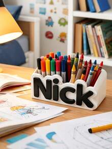 Personalized Desk Organizer With Custom Name, Pen Pencil Holder, Stationery Storage Box, Makeup Brush Organizer, Multi Compartment Desktop Storage, Office Desk Accessory, Custom Name Pen Cup, Vanity Organizer, Personalized Gift - Multicolor - View 14
