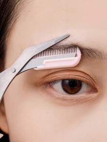 1 Set Pink Eyebrow Trimming Kit With Eyebrow Comb, Women's Professional Eyebrow Shaping Tool, Suitable For Daily Grooming, Travel, Hair Salon Use, Travel Essential, Back To School Gift, Perfect Gift For Women And Girls - Multicolor - View 2