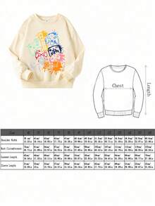 Conjunto de 2 piezas/Set Sudadera de cuello redondo y pantalones con estampado de controlador de juego de graffiti colorido para niños, moda de otoño/invierno, estilo nuevo y cómodo - Multicolor - Ver 11