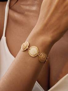 1pc Bohemian Vacation Style Round Bead Woven Bracelet, Suitable For Women's Daily Wear, Vacation And Travel, Atmospheric Accessory - Mixed Coffee - View 1