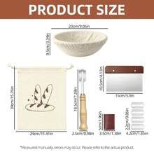 23cm Round/25cm Oval Bread Fermentation Basket Set, Includes Liner, Wooden Handle Dough Scraper, 5-Blade Lame, Storage Box And Storage Bag, Sourdough Baking Kit - - - View 2