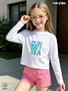 Children's Casual Cartoon Printed Long Sleeved T-Shirt, Round Neck Design, Breathable Cotton, Suitable For Daily Wear In Spring And Autumn - White - View 3