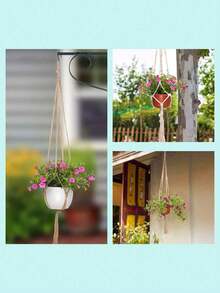 2pcs Brown Flower Pot Hanging Rope, Tassel Plant Hanger, Flower Pot Stand - Indoor Balcony Rack, Outdoor And Garden Supplies - Multiple Styles - View 9