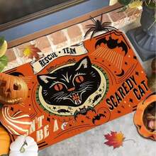 Halloween Bat & Cat Welcome Mat, Suitable For Indoor/Outdoor Use - Scary Bat & Cat Entrance Decor, Machine Washable Soft Rug, Suitable For Hallway Floor Or Carpet - Halloween Holiday Decoration - A - View 6
