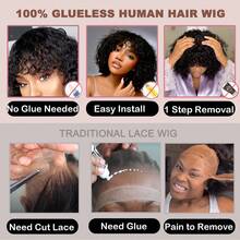 6 Inch Short Pixie Cut Human Hair Wig For Women Afro Kinky Curly Black Color Full Machine Made 100% Human Hair Jerry Curly Wave Style - Natural Black - View 3