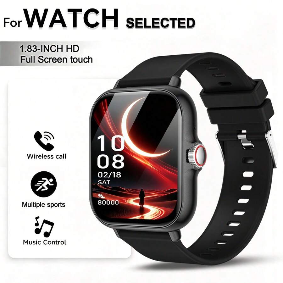 AZRTL 1pc Fashionable Unisex Sports Smartwatch, Wireless Calling, Step Counting, Calorie Tracking, Sports Modes, Stopwatch, Message Notification, Customizable Watch Face, Remote Camera Control, Distance Tracking, Music Playback, Multi-Function Smart Watch, Suitable As A Gift