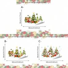 1/3pcs Festive Winter Christmas Static Window Decals, Cartoon Snowman Santa Pine Tree Gift Snowflake Glass Clings, Glue‑Free Reusable, For Home Store Front Door Window Xmas Holiday Wall Decor - Multicolor - View 14