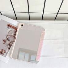 粉色與白色條紋復古優雅花卉捲軸平板保護殼，附筆槽，相容於 iPad 10th Gen Smart Shell/11(A16 2025)/相容於 Galaxy S9/S7/S10+/相容於 /相容於 - 彩色 - 查看 5