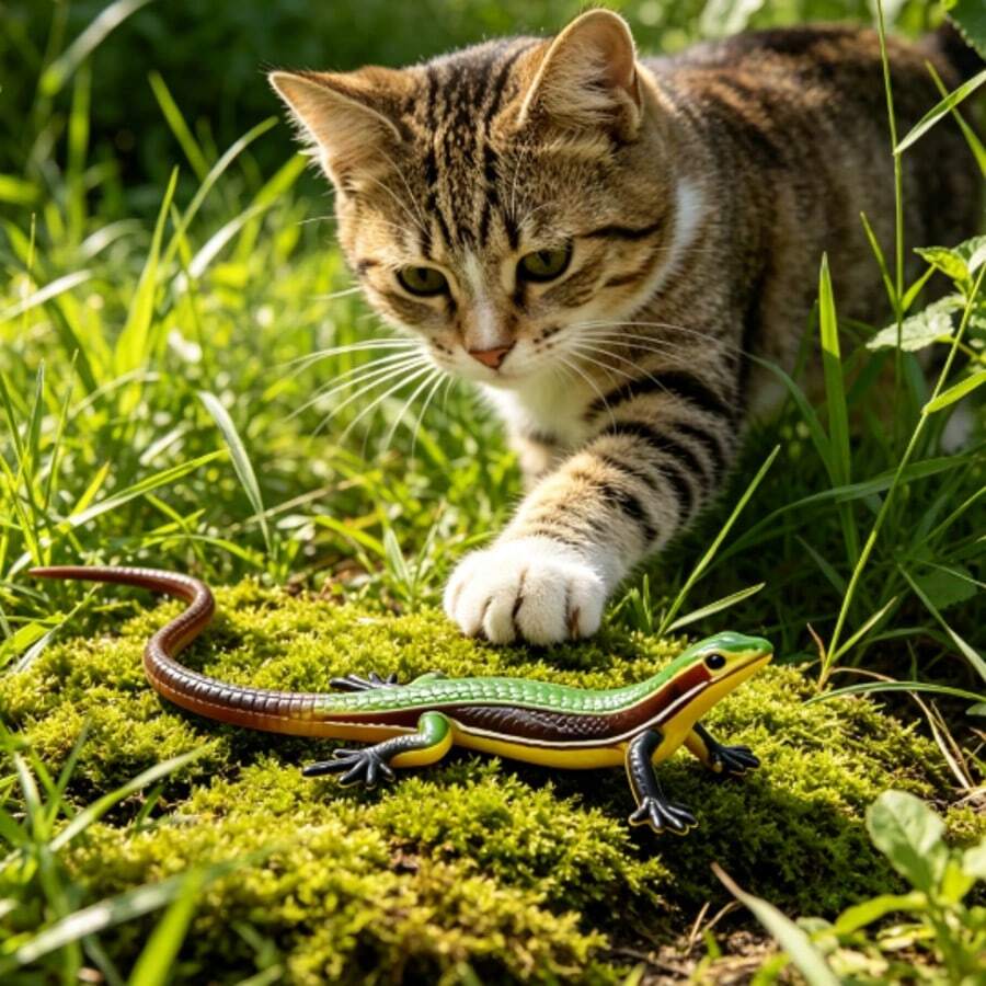 Durable Plastic Simulation Lizard Cat Toy, Battery‑Free Interactive Chew Toy For Cats, Indoor Play Training Supplies - Multiple Styles - View 1